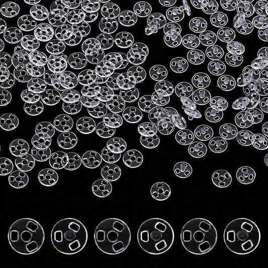 100PCS Plastic Clear Snaps, Tiny Plastic Snap Closures, Sew-on Snap Buttons, Invisible Sew on Snap-Buttons Fasteners, Round Clear Snaps, Mini Snap-Buttons for Sewing Clothing DIY Craft (4mm)
