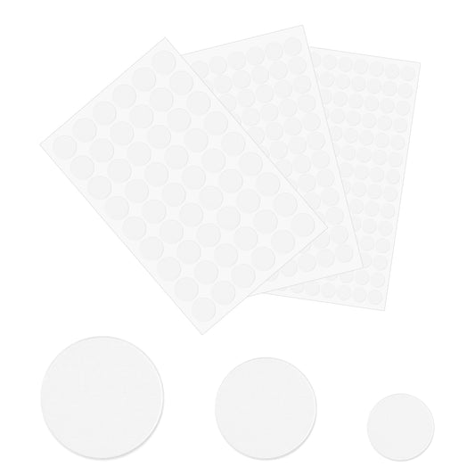 salbsever 3 Sheets 290 PCS Screw Hole Covers White Furniture Stickers 3 Sizes Self-Adhesive Screw Hole Stickers White PVC Round Plastic Stickers for Wood Cabinet Shelf Furniture Screw