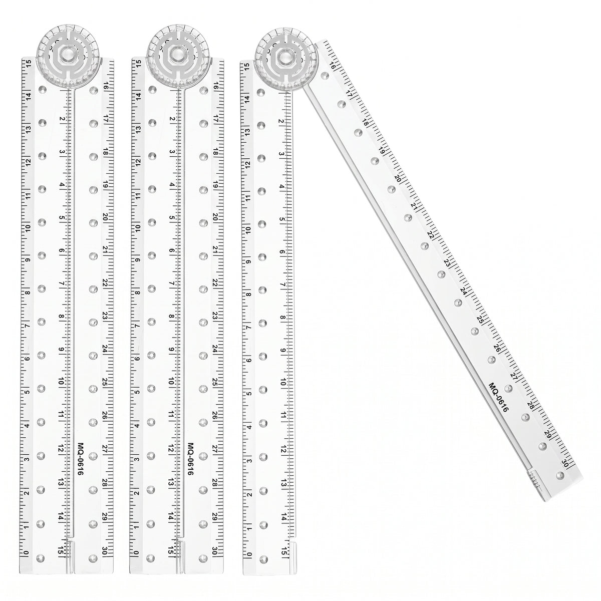 3PCS 30cm Foldable Ruler, Transparent Straight Ruler for Math