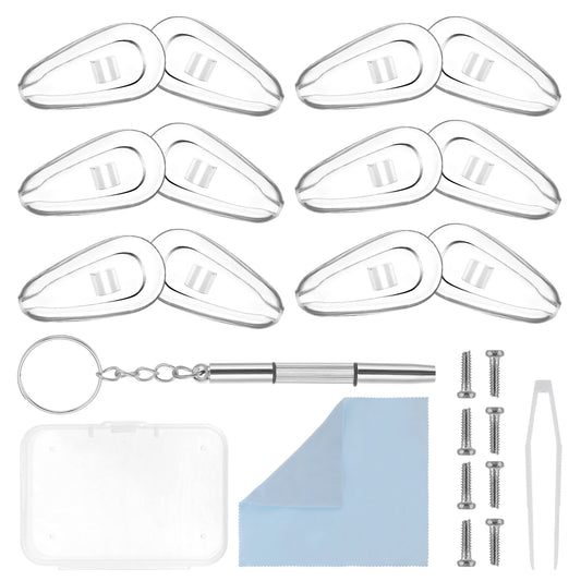 25 Pairs Eyeglasses Nose Pads, Soft Silicone Glasses Nose Pads Replacement Kit Silicone Noses Pad for Eyeglasses with Mini Screwdriver Screws, Non-Slip Comfortable Noses Piece for Glasses Sunglasses