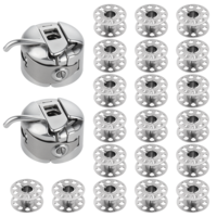 22 PCS Sewing Machine Bobbin Case Set, 2 Pcs Bobbin Case and 20 Pcs Sewing Machine Metal Bobbins Stainless Steel Bobbin Case Sewing Machine Bobbins Replacement for Front Loading 15 Class Machine