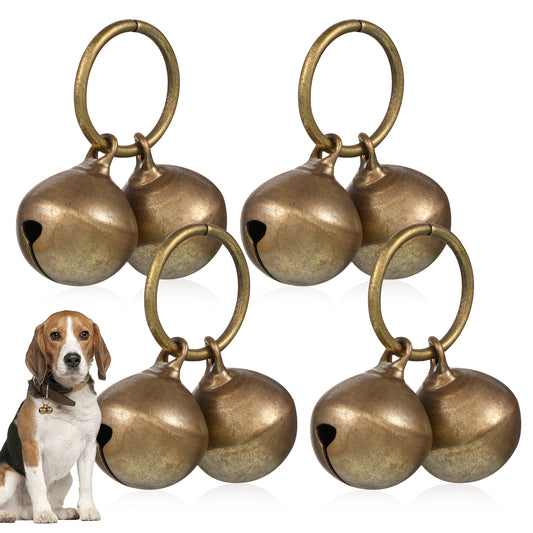 Qulkws 4 Pcs Dog Collar Bells, Bells for Cat Collars, Pet Training Bell, Copper Bell, Loud Charms for Dogs and Cats, Pet Pendant Accessories, Anti-Lost