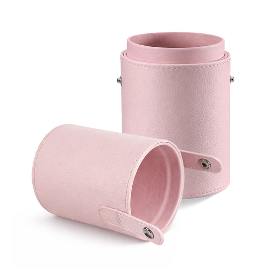Travel Makeup Brush Holder, Pink Waterproof PU Leather Makeup Brush Travel Case Portable Brushes Holder Cup Dustproof