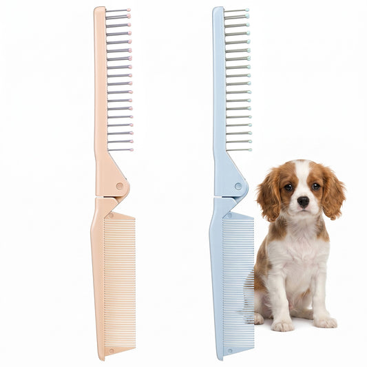 2 Pcs Folding Small Dog Grooming Brush Puppy Brush for Small Dogs Ideal Puppy Hair Brushes Dog Combs for Shih Tzus Yorkies Maltipoos and Breeds