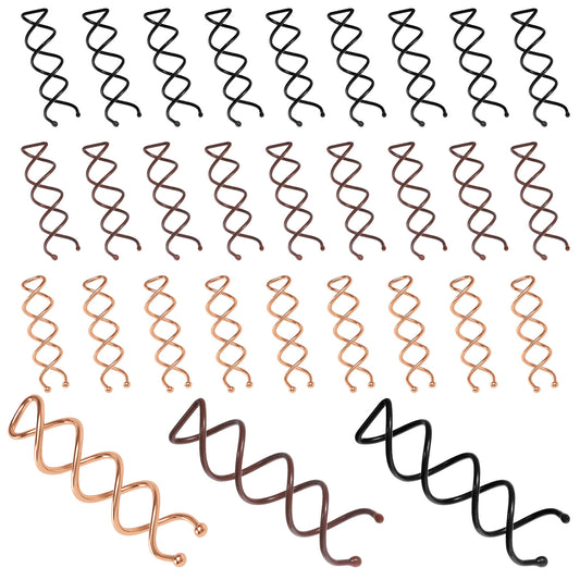 30 Pcs Spiral Hair Pins, 3 Colors Spiral Bobby Pins, Alloy Spin Pin, Non-Scratch Round Clip & Bun Twist for Girls Women, Perfect Fashion Small Bun Bobbypins, Easy & Fast Use(6cm)