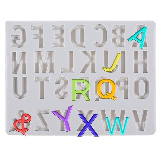 26 Capital Letter Fondant Molds Silicone Alphabet Mold A-Z Embossed Letter Fondant Chocolate Molds Crayon Mold Baking Molds for Cupcake Topper Cake Decorating Candy DIY Polymer Clay Craft Projects