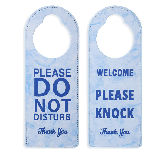 Do Not Disturb Door Hanger Sign, Welcome Please Knock Sign Double-sided PU Leather Do Not Disturb Signs for Meeting in Session, Office, Home