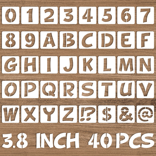 40 Pcs 3 Inch Letter and Number Stencils Reusable Plastic Alphabet Templates Interlocking Stencil Uppercase Alphabet Templates for Painting on Wood Wall Scrapbooking DIY Crafting Projects
