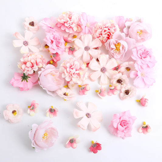Xthrotsenk Mini Pink Artificial Flower Heads, Fake Flower Heads for Crafts