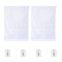 2Pcs Hanging Laundry Hamper Large Mesh Laundry Bag Over The Door Hamper With 2 Hooks for Dirty Clothes Organization Door Bathroom Closet, 30 X 20 Inch White