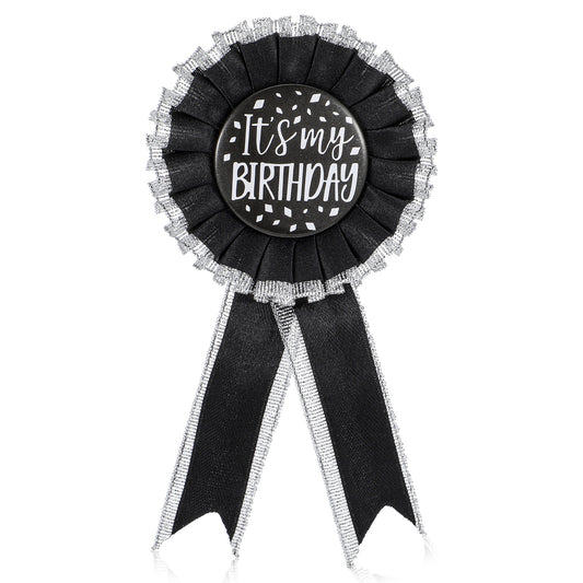 It's My Birthday Brooch Pin, Satin Fabric Happy Birthday Button Apparel Pin Corsage Award Brooches Decorations for Prize Party Gift