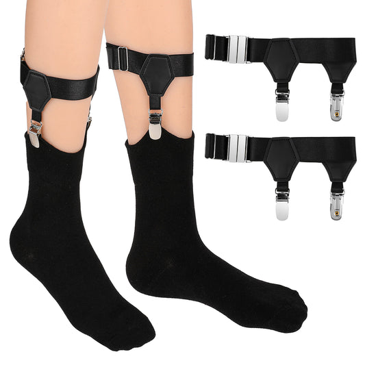 Mens Sock Garters Belt Adjustable Men's Sock Suspenders with Holders Metal Non-Slip Clips Sturdy Clip Suspenders for Men