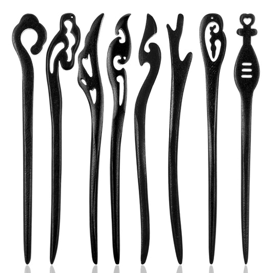 8Pcs Wooden Hair Sticks for Women Vintage Chinese Chignon Hairs Chopsticks Pins Hair Clips Long Hairs Sticks for Handmade Buns Elegant Stick for Girls Women Styling Accessories