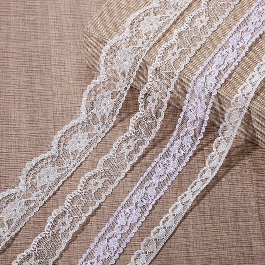 4PCS 20Yards White Lace Ribbon for Gift Wrapping 0.6 to 1.4 Inch Vintage Cotton Crochet Trim with Scalloped Edge, Lace Trims Ribbon, Laces Trim Sewing Crafts Laces for Flower Bouquet Wedding