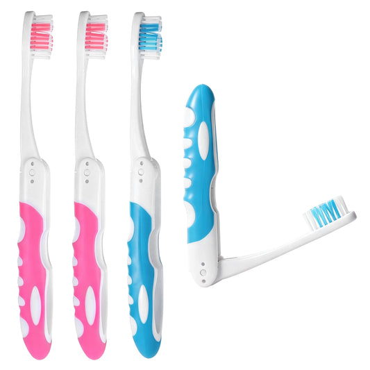 4 Pcs Foldable Toothbrush Travel Size Portable Toothbrush Set 20cm