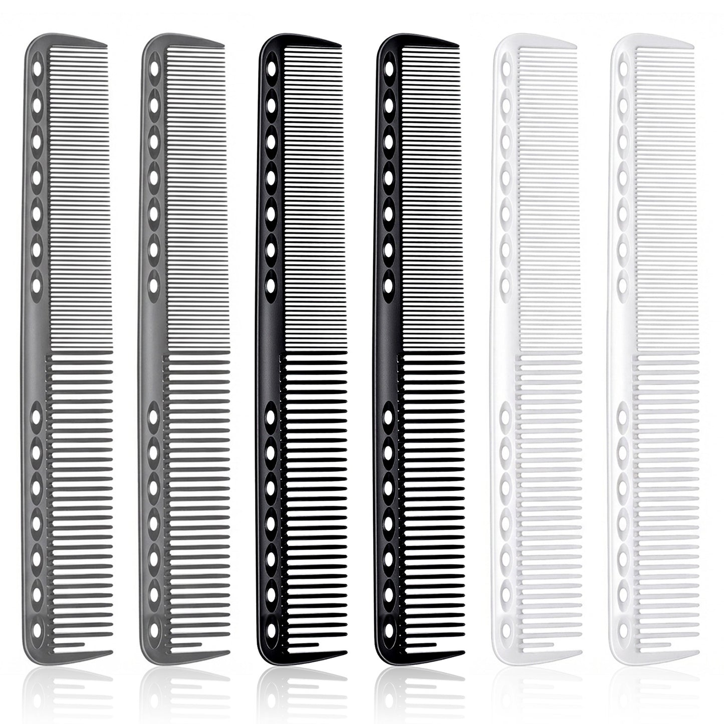 Carbon Fiber Cutting Comb, Professional Carbon Fine Cutting Comb Heat Resistant Barber Combs StylingComb for Fine Wide Tooth, Heat Resistant Carbons Fiber Salon Hairdressing Combs, Black, Grey, White