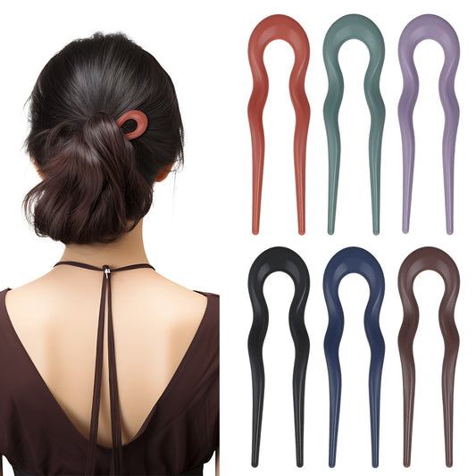 6PCS French Pins for Thick French Twist Hair Pin Fashion French-Pins-Hair Styling Hair-Pin for Women Chinese Hair-Sticksfine Hairs Accessories U Pins for Bun Long Chignon 2 Prong Sticks