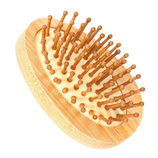 Wooden Scalp Massager Brush for Hair Growth, Mini Bamboo Hair Brush Portable Massage Comb Bristle Hair Massager Brush with Anti-Static Wood Pins for Women Girls Thick Thin Curly Straight Wet Dry Hair