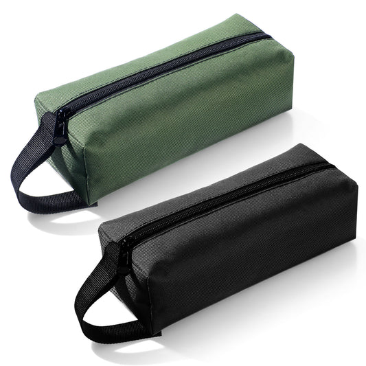 2 Pcs Canvas Tool Pouches with Zipper Small Tool Bag Multi-Purpose Screwdriver Tools Bag Utility Bags for Organizer Storage (Navy Green, Black)