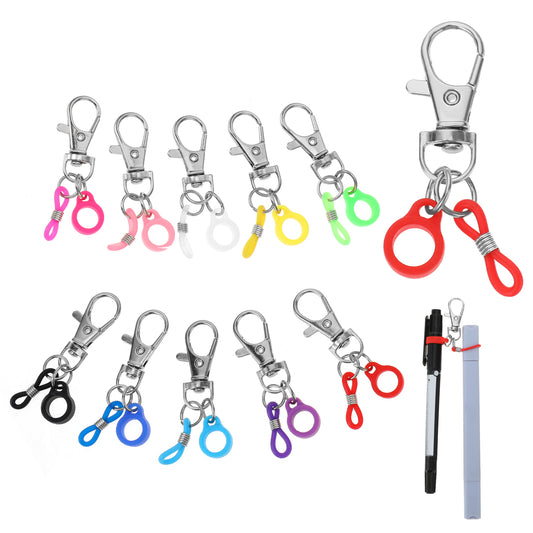Styquenzer 10 PCS Coloured Pen Clips, Pen Holder Clip Pen Clip with Lobster Clasp Pen Converter Pen Grips for Badge Silicone Lanyard Pen Clip for Nurses Badge Reel Accessories (Pen not Included)