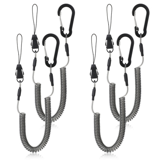 Coiled Lanyards Retractable Safety Lanyard Stretchy Spiral Keyring Spiral Lanyard Coil Spring Keychain Anti-Lost Stretch Cord Quick Release Detachable Buckle for Fishing Tools Keys Cards