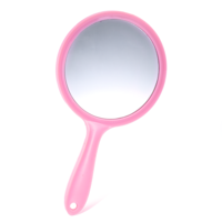 Bruislard Pink Hand Mirror with Magnification, 5.7 x 10.5 inches Handheld Mirrors with Handle, Double-Sided 1X/2X Magnification Travel Makeup Mirror for Women