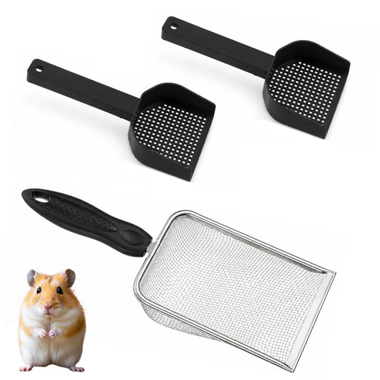 Gtziqa Metal Litter Scoop, 3Pcs Stainless Steel Hamster Sand Bath Scoop
