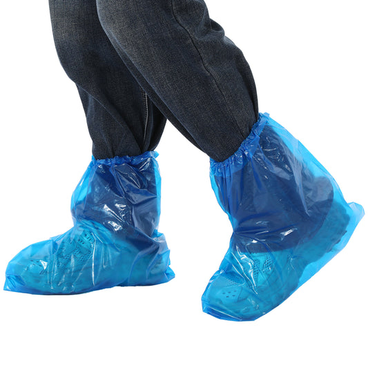 Psyqtsuary 5 Pairs Shoe Covers Boot Covers Plastic Disposable Waterproof Shoe Cover, Rain Boot Cover, Non-Slip Outdoor Waterproof Shoes Protectors, Blue