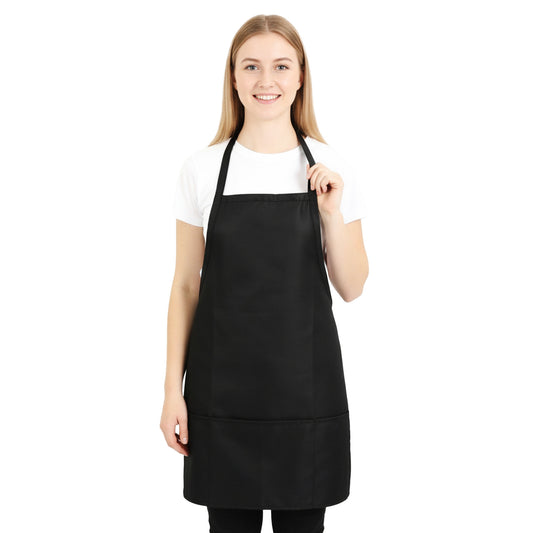 Black Aprons for Women with 3 Pockets, Adjustable Waterproof Cooking Apron Kitchen Cooking Grilling Black Apron Short Artist Chef Aprones for Womens Men Home Gardening Cooking aprons women pocket