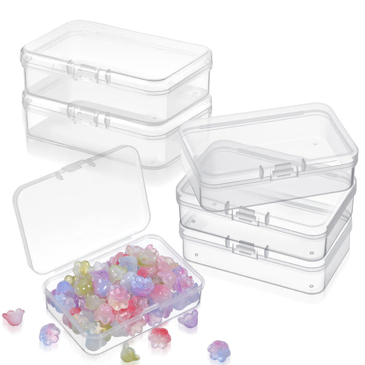 6Pcs Mini Storage Boxes Small Plastic Containers with Lids Clear 9.5X6.5X2.5Cm Bead Storage Containers Organizer Rectangle Travel Case Diamond Art Storages Box for Collecting Small Items Beads Jewelry