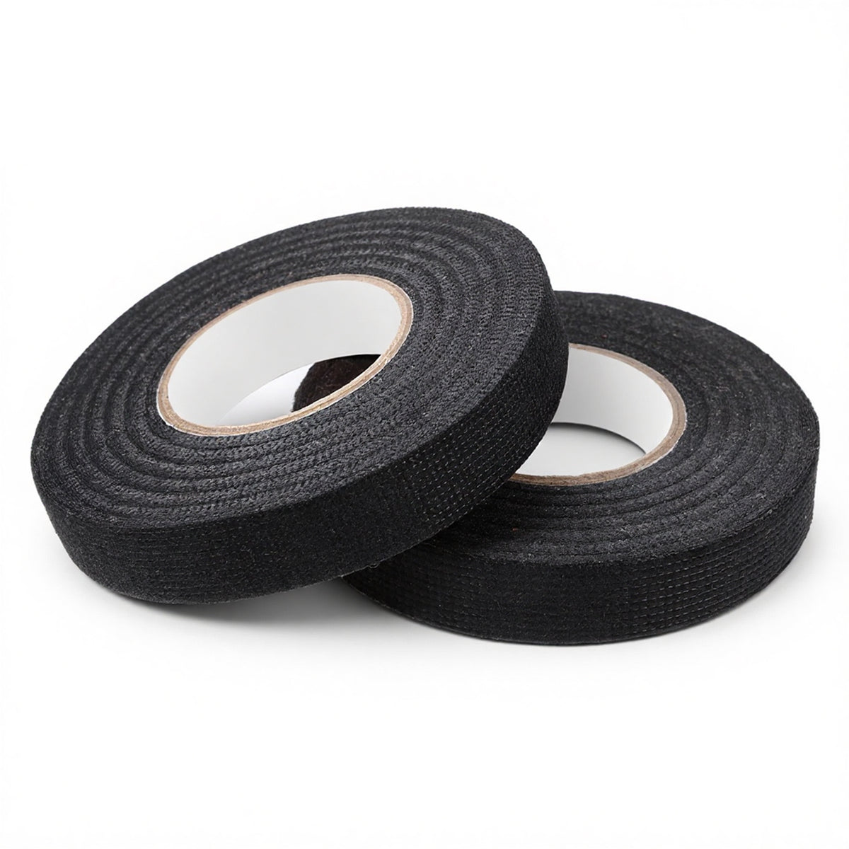 Zyghjort 2-Pack Wire Harness Tape, Cloth Electrical Tape Black Electric Self-Adhesive High Temp Wiring Loom Tapes Heat Resistant Insulation Tapes for Car Cables Fixed Reduce Noise (19mm x 25m)