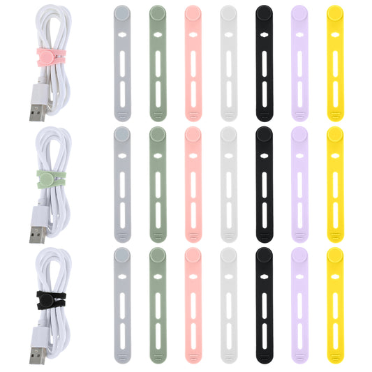 21 Pcs Reusable Silicone Cable Ties, Adjustable Wire Organizer, Bundling Straps for Appliances & Charging Cords