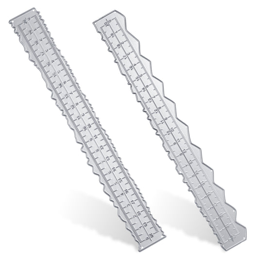 2 Pcs Deckle Edge Ruler 2 Types Irregular Edge Ruler 8.5 Inch Metal Paper Tearing Rulers for Card Making Craft Die Cuts Embossing Cutting Paper Rulers Decorative Wavy Measuring Tool