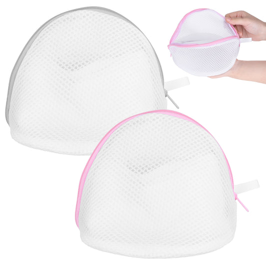 2 Pack Bra Washing Bag Bra Bags for Laundry Mesh Sock Bag for Washing Lingerie Bags with Zipper Mesh Wash Bag Underwear Brassiere Washing Bags for Washing Machine Laundry Storage, Pink Gray