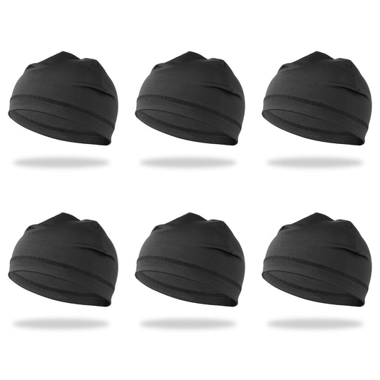 InnoHHustle 6pcs Skull Caps Beanie Running Hat Black Sports Headgear Under Helmet Liner Helmet Liner Sweat Wicking Cycling Running Hat Fits Motorcycle Helmets for Unsex