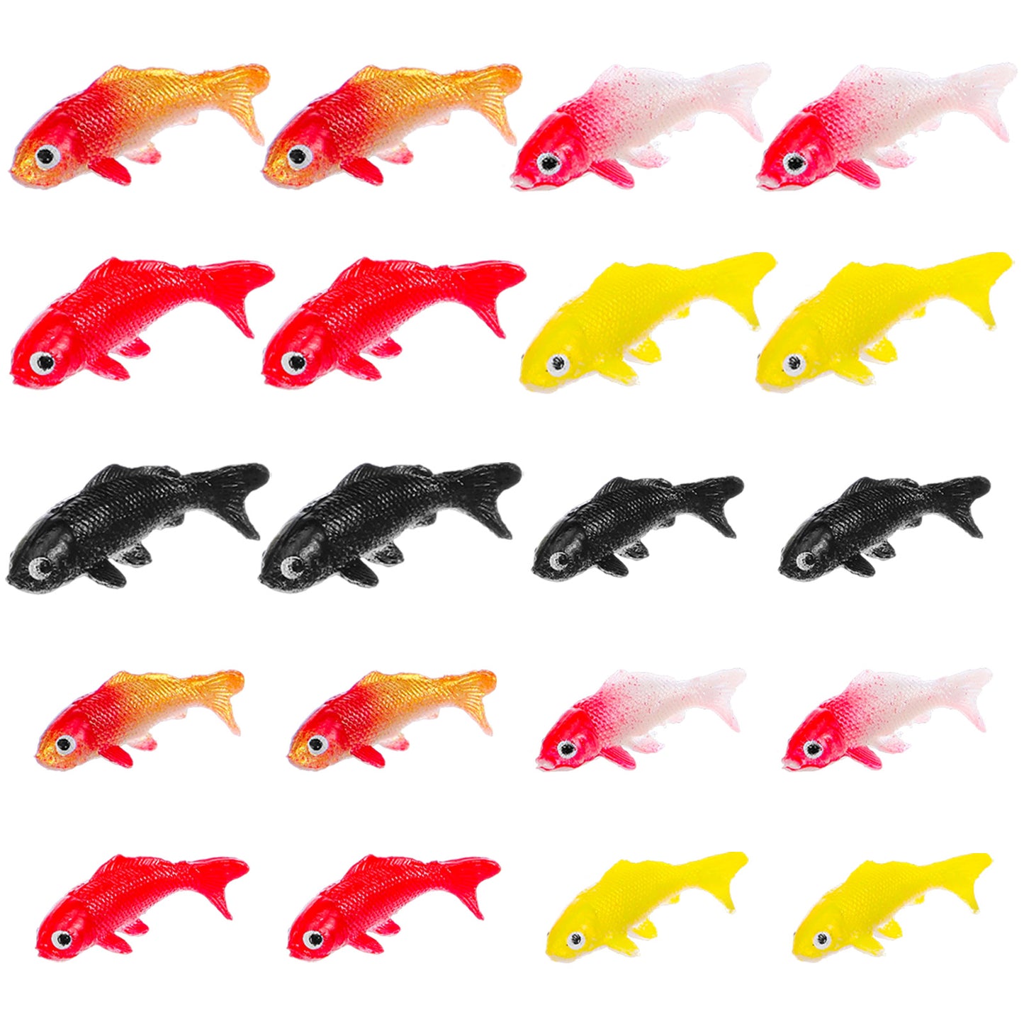 Xelsluthe 20 PCS Mini Fish Small Plastic Fishes Mini Koi Fish Decor Tiny Koi Fishes for Resin Projects, Cake Decoration and Aquarium Tank Decor