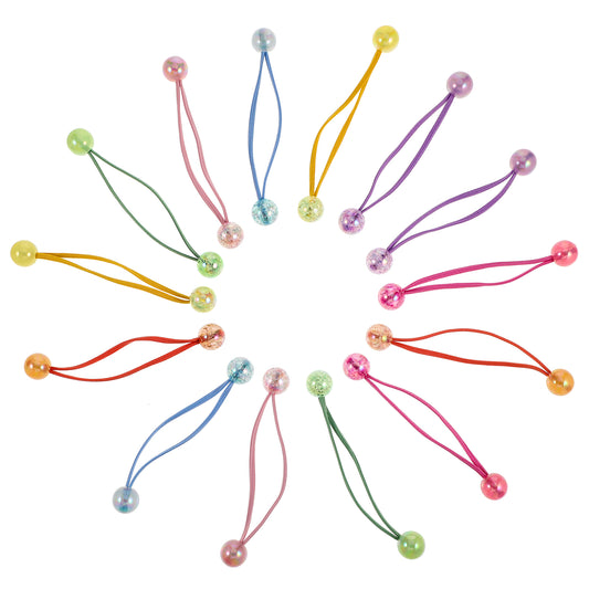 14 PCS Double Ball Hair Ties, Double Balls Elastic Ponytail Holders Colorful Bead Hair Ties Cute Kids Hair Ties with Balls Circle Bubble Hair Bands Hair Elastic Accessories for Girls Children Women