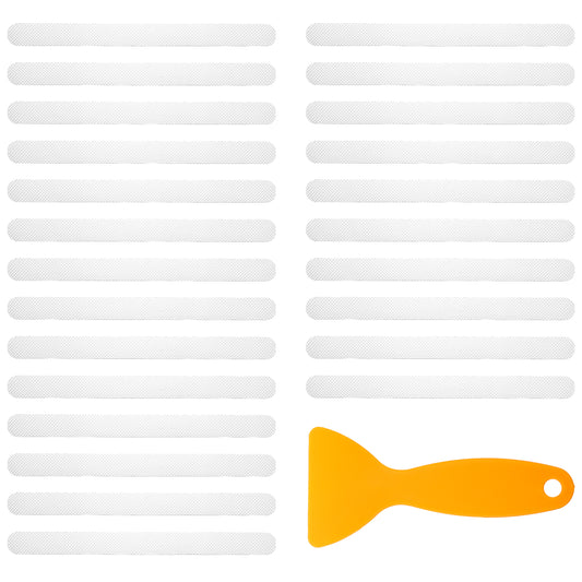 Eldraqth 24 Pcs Shower Floor Non Slip Stickers Transparent Bathtub Non Slip Stickers with Premium Scraper Shower Floor Anti-slip Grip Sticker for Bath Tub Stairs Ladders