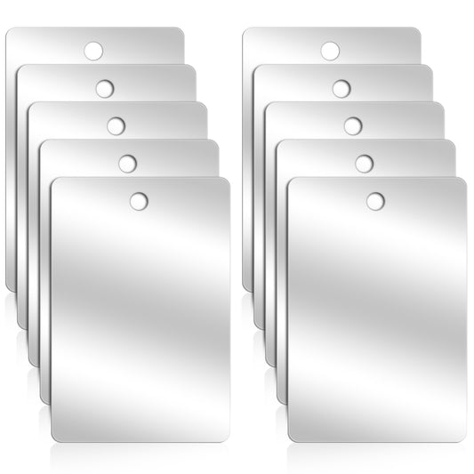 Xthrotsenk 10 Pieces Plastic Mirror Shatter Proof Acrylic Travel Makeup Mirrors Safety Mirror Sheets Unbreakable Hanging Pocket Mirror Small Flexible Mirror Sheets for Wall Bathroom, 4.3 x 2.8 Inch