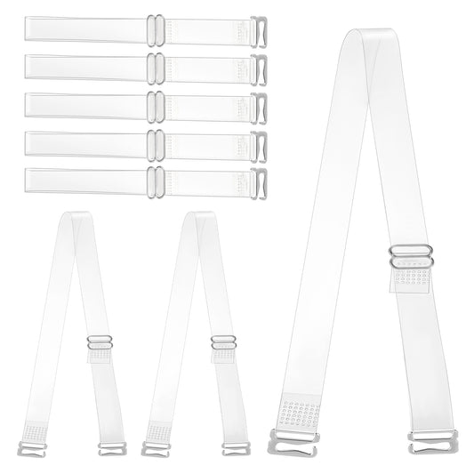 FdcLixuvol 4 Pairs Elastic Invisible Clear Bra Straps, Adjustable 15 Mm Bra Strap Non-slip Thin Tpu Transparent Shoulder Straps Replacement for Women Girls Strapless Bras