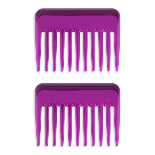 2 Pack Mini Detangling Comb, Small Wide Tooth Comb Purple Travel Comb Portable Pocket Hair Styling Comb Shower Comb Beard Comb Travel Purse Comb for Curly, Thick, Dry, Long, And Wet Hair