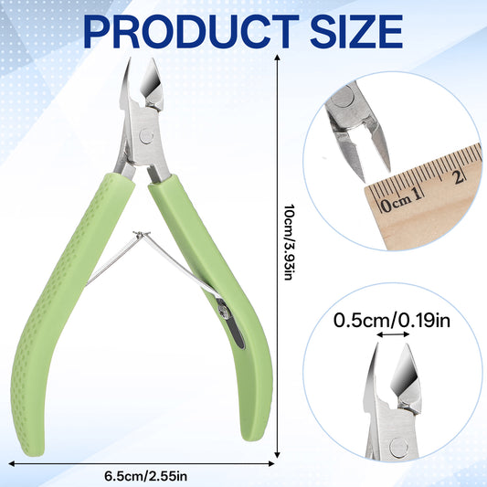 2PCS Cuticle Trimmer, Stainless Steel Cuticle Clippers, Professional Nail Cuticle-Cutter with Non-Slip Silicone Handle, Pedicure Manicure Tools, Nail Trimmer Remover Tool with Protective Cover(4 Inch)