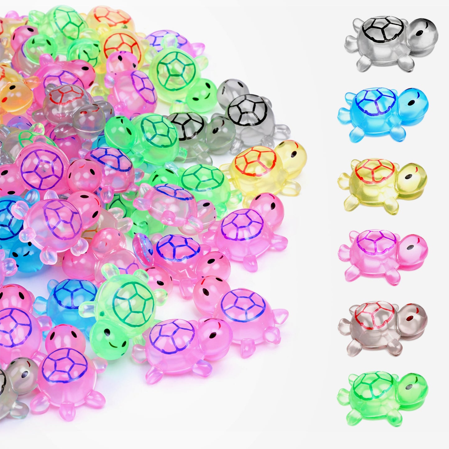 Bruislard Mini Resin Turtles Tiny, 75 Pcs Resin Turtles Mini Turtle Figurines Plastic Glow in The Dark Turtle for Fairy Garden Micro Landscaping Dollhouse Home Decor Party Gifts