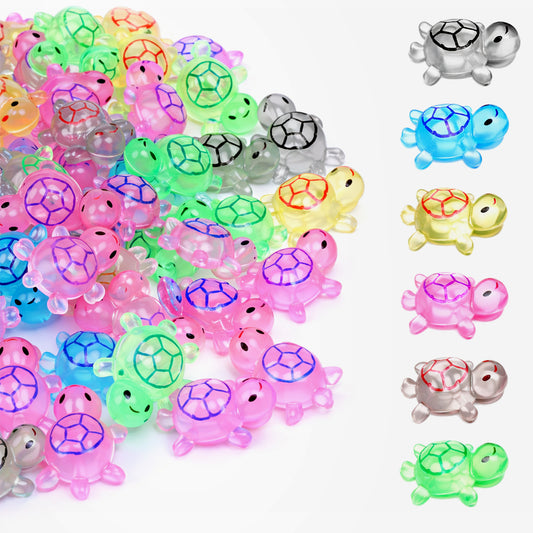 Bruislard Mini Resin Turtles Tiny, 75 Pcs Resin Turtles Mini Turtle Figurines Plastic Glow in The Dark Turtle for Fairy Garden Micro Landscaping Dollhouse Home Decor Party Gifts