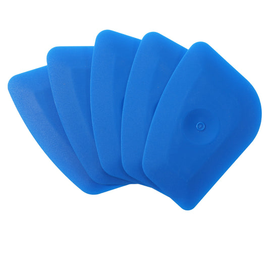 Pan Scraper Tool 5 Pack Plastic Pots Scraper Dish Scrapers for Cast Iron Food Scrapers Tool Non-Scratch Plastic Bowl Scraperes for Cleaning Grease Burnt Food （Blue