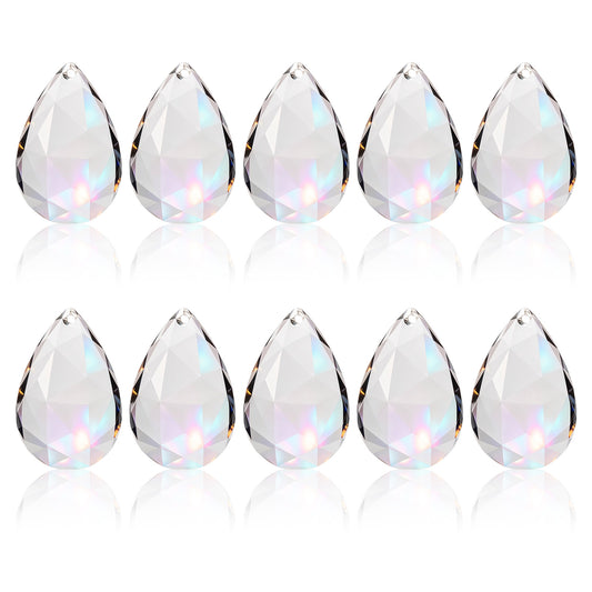 10 Piece Crystal Pendants 38mm Clear Crystal Teardrops Chandelier Hanging Crystals Prisms Crystal Suncatcher Rainbow Hanging Prisms Chandelier Crystals Replacement for Wedding Party Home Decor