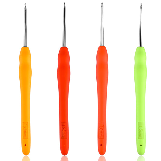 4 PCS Dreadlock Hook, Crochet Hooks for Hair Precision Crochets Needles Dreadlock Crochets Hook Tool Small Knitting Hooks Hair Highlighting Needles (1/1.25/1.5/1.75mm,4 Colors)