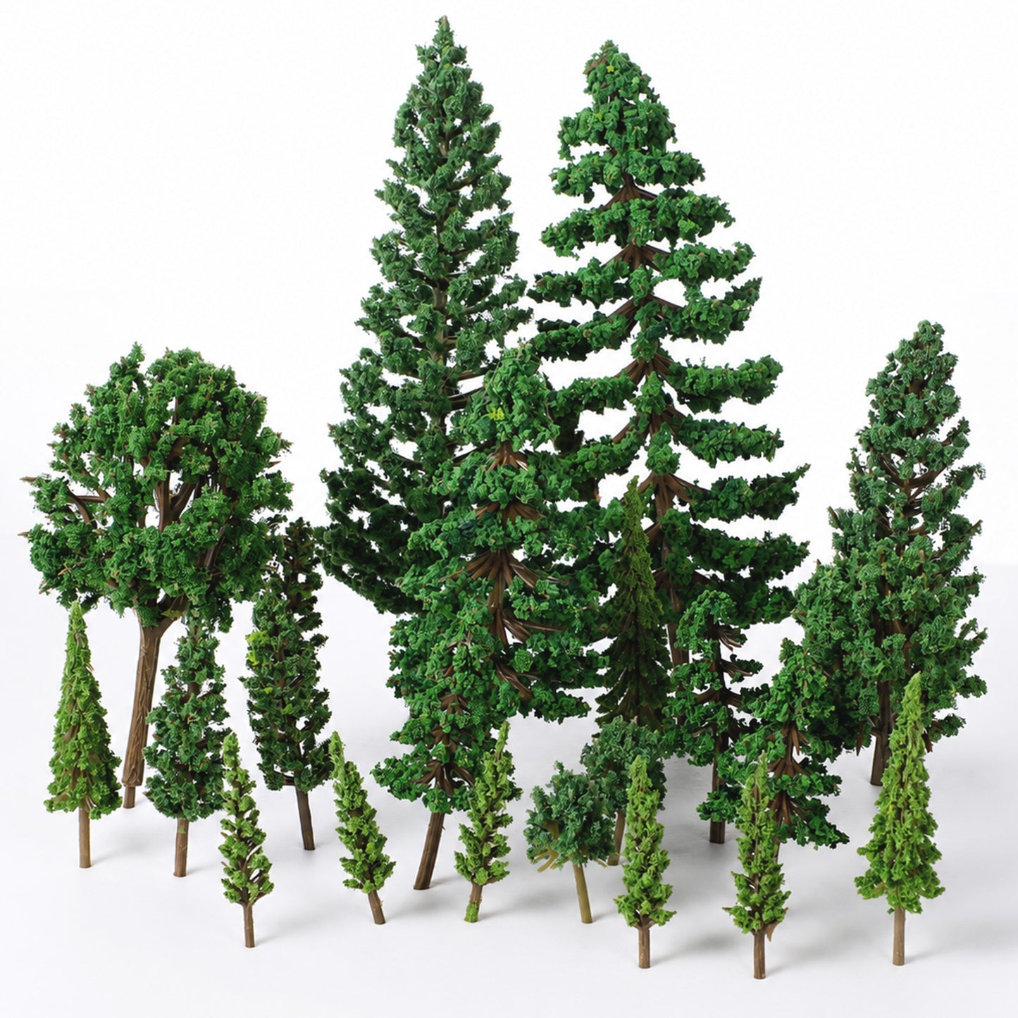 25 Pieces Model Trees 1.3-5.7 Inch Mixed Fake Tree Miniature Trees Diorama Supplies Artificial Mini Tree Train Scenery Landscape for DIY Crafts, Building Model, Scenery Landscape, Natural Green