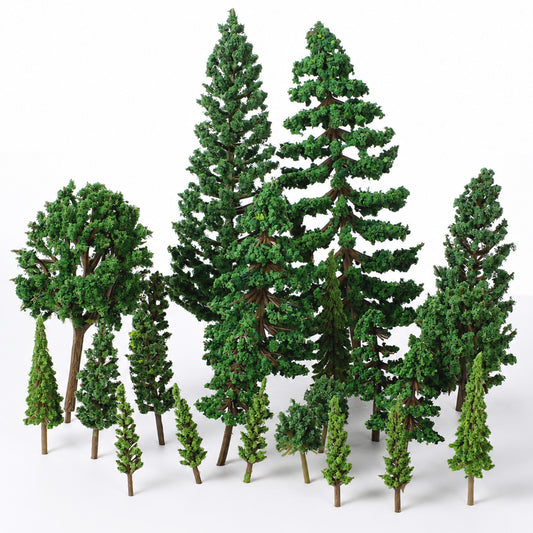 25 Pieces Model Trees 1.3-5.7 Inch Mixed Fake Tree Miniature Trees Diorama Supplies Artificial Mini Tree Train Scenery Landscape for DIY Crafts, Building Model, Scenery Landscape, Natural Green