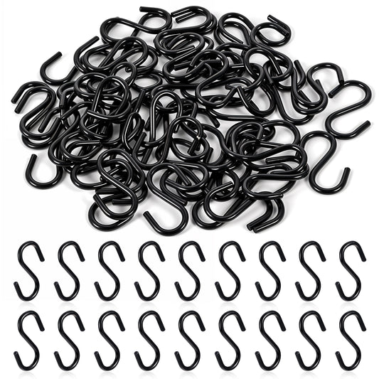Mozeat Lens 60 Pack 1 Inch Small S Hooks for Hanging, Black Mini Ornament Hooks, Metal Heavy Duty Mini S Hook for Jewelry, Necklaces, Plants, Lights, Potted Plants, Keychain